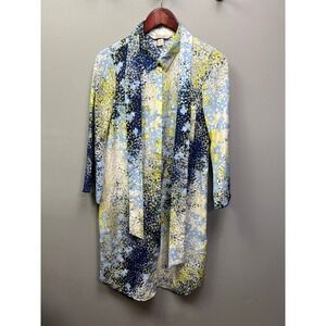 Harper and Gray Shirtdress‎ Womens Small Blue Yellow Abstract Floral Bow Mini